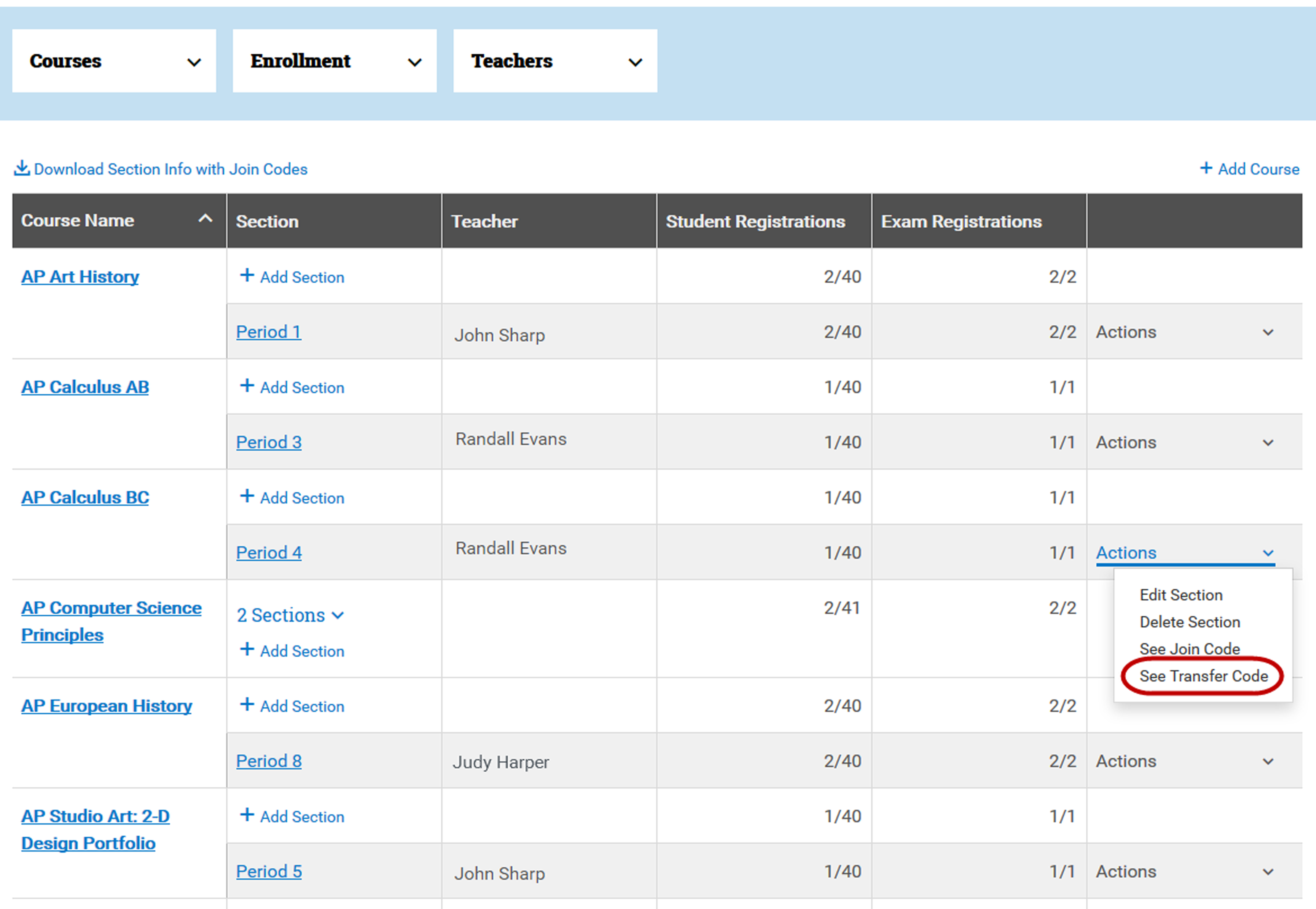 How do I adjust my order for a student who transfers to my school? AP